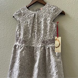 NEW Ruby & Bloom Girl's Size 8 Dress Textured Jacquard Floral Rose Cap S…